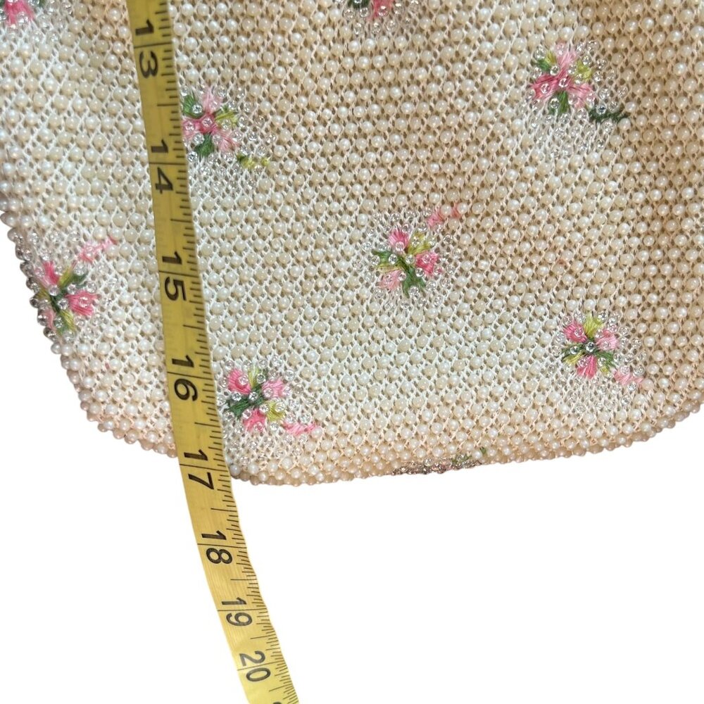 Vintage 50s White Beaded Floral Handbag - Picture 3 of 5